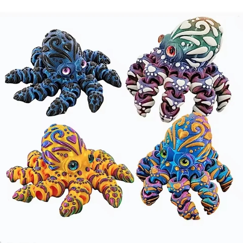 

New 3D Printed Simulated Octopus Model - 10CM Creative Jointed Ornament, Home Accessories & Children's Party Gift