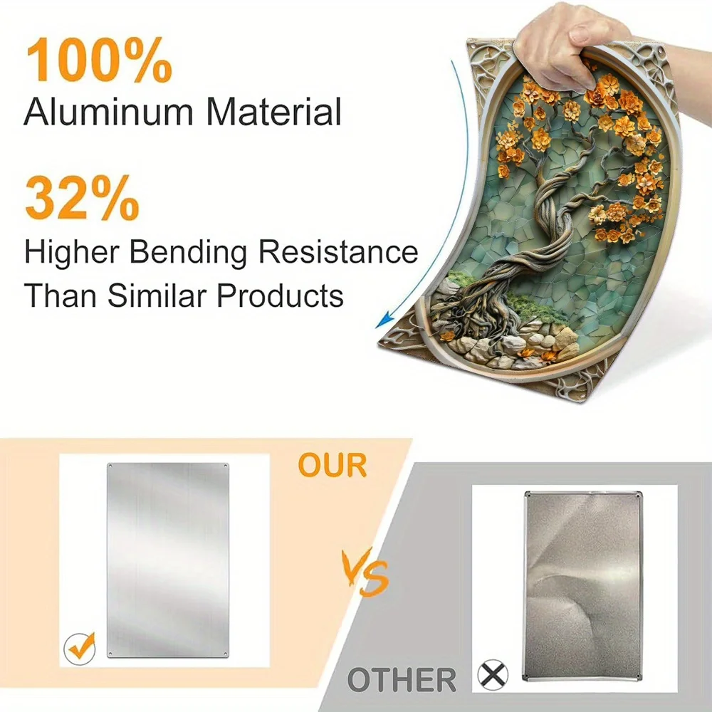 8x12 дюймов (20x30 см) 100% алюминиевое Дерево жизни настенное Искусство: влагостойкость, высокая устойчивость к изгибу, идеально подходит для спальни