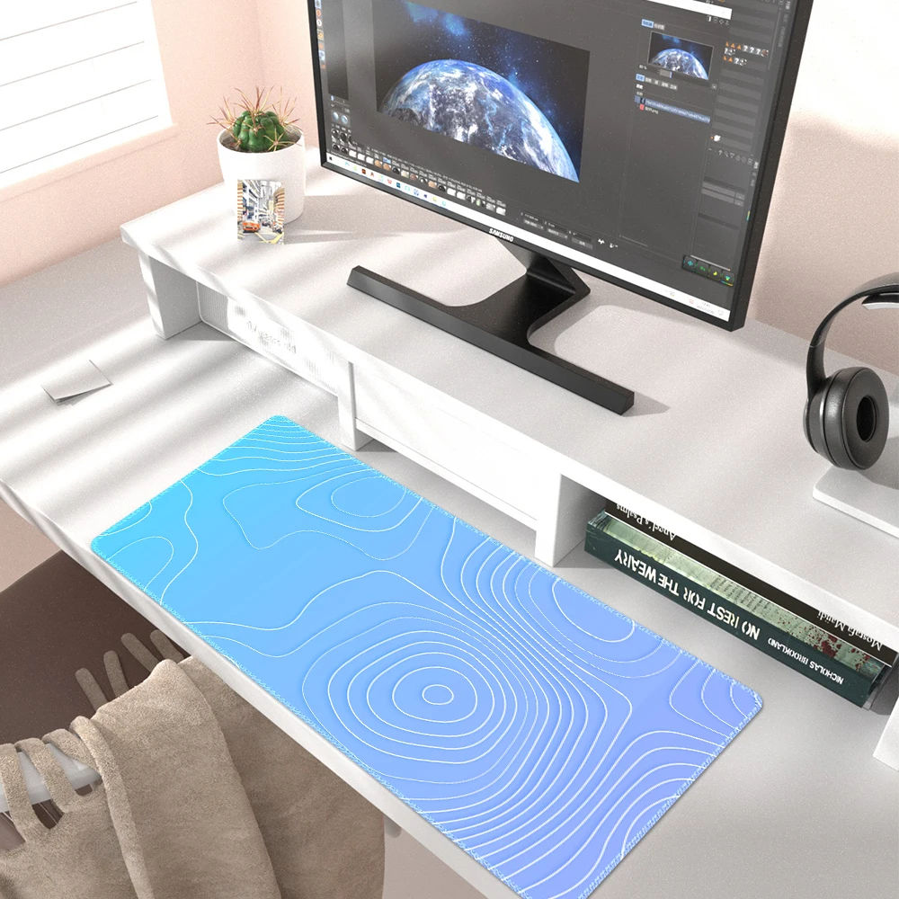 Blue Shading Computer Pad - non-slip bottom, beautiful pattern, mouse can slide smoothly, suitable for office use