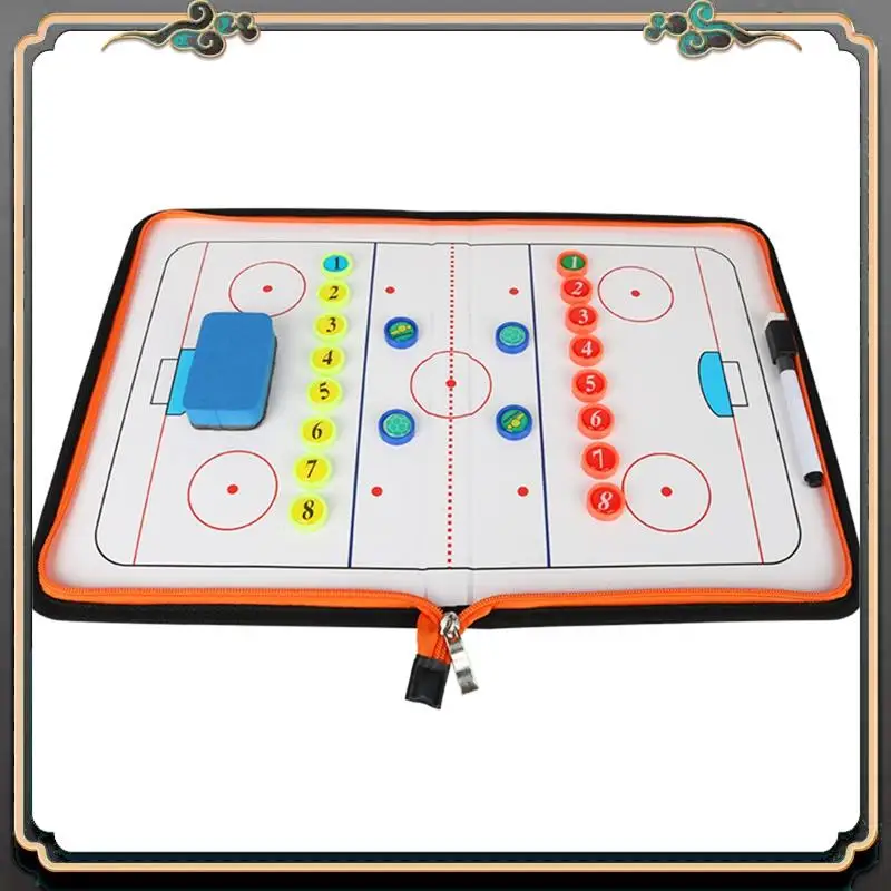 b11a-portable-ice-hockey-tactic-board-zipper-foldable-ice-hockey-puck-strategy-board-coach-accessory-magnetic-clipboard