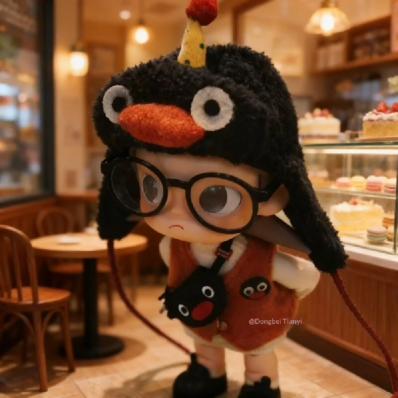 

Одежда для кукол Zsiga - комплект в пингвиньем стиле (оранжевый свитер с высоким воротом, шапка, сумка через плечо) для кукол BJD Zsiga, масштаб 1/8 - зимний и осенний модный комплект для кукол BJD.