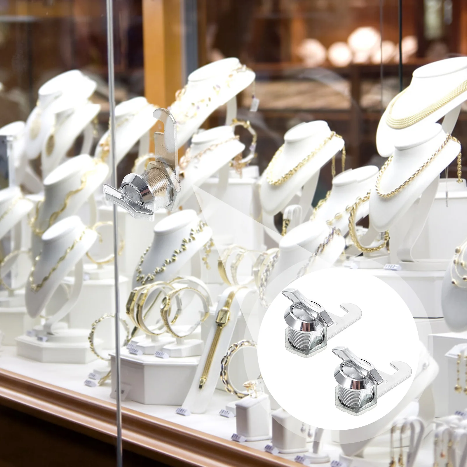 2 Pcs Cabinet Locks Without Key Cam Display Keyless Desk Silver Zinc Alloy Drawer