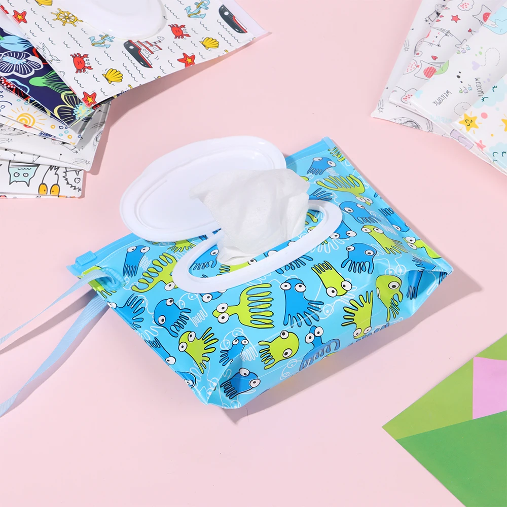 1PC moda EVA con cinturino a scatto salviette contenitore salviette umidificate borsa salviette per la pulizia custodia scatola salviette umidificate