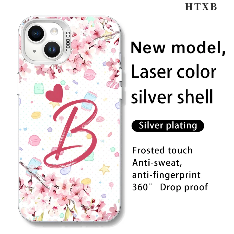 هاتف Cherry Blossom Letter B لهاتف iPhone 17 إلى 11 Pro Max Plus #4