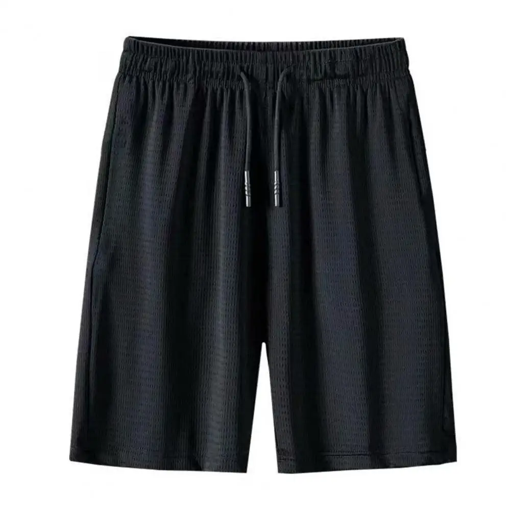 Pantalones cortos de playa para hombre, Shorts transpirables con cordón fino, cintura elástica, Color sólido, talla grande, ropa para correr