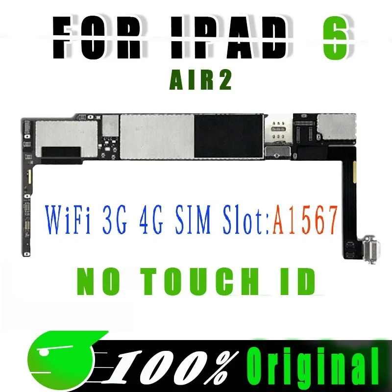 Free iCloud Logic Board For iPad 5 6 Air 1 2 Motherboard A1566 A1474 A1475 WIFI & WIFI Cellular Mainboard for iPad AIR1 AIR2