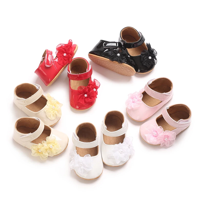 

Cute bowknot soft-soled anti-slip children's shoes for baby girls, baby and toddler slippers, sweet style, pearl lace 0-18Months
