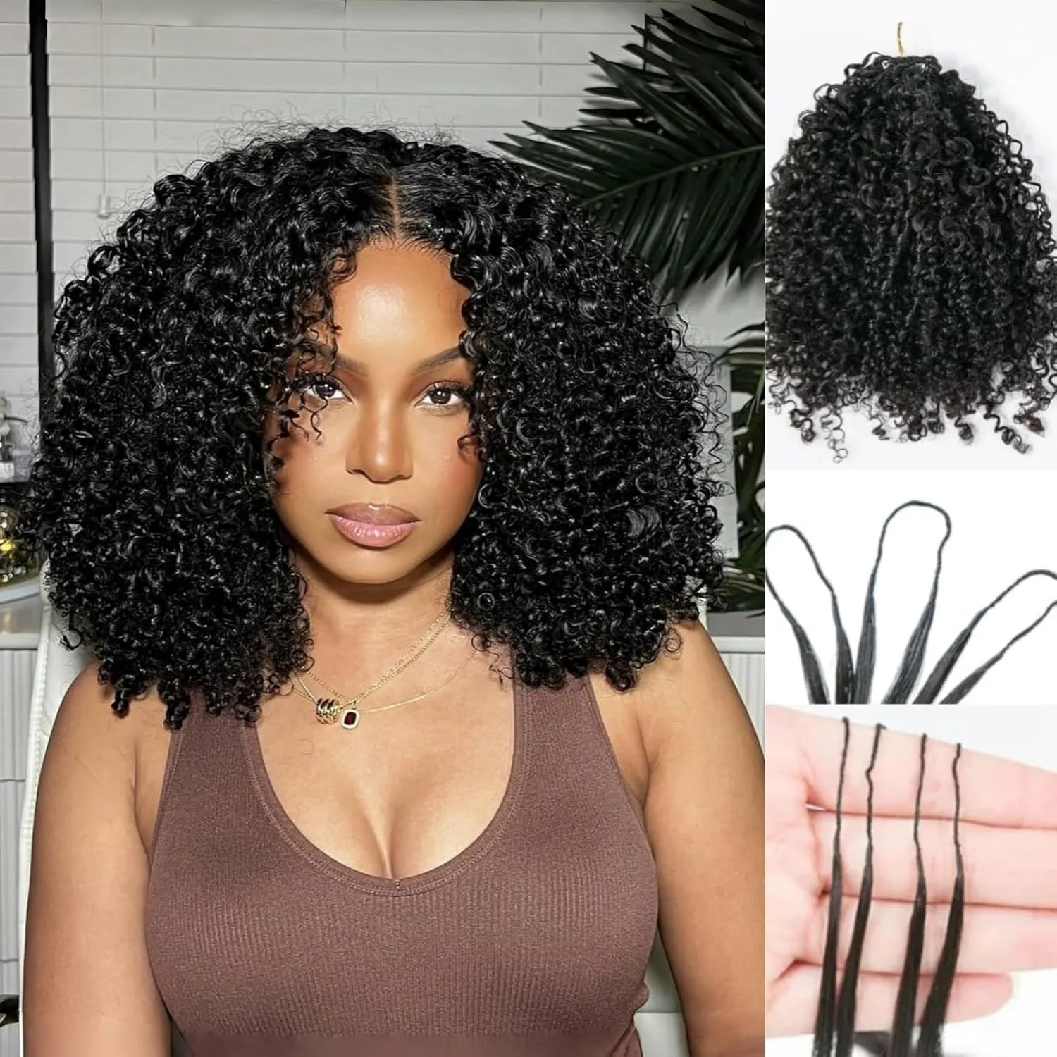 12A Pixie Curls Crochet Human Hair Extension Lightweight Small Spirals Curly Miracle Konts Feather Crochet Hair Pre Separated Knotless 60g/60 Strands For Braid Twist