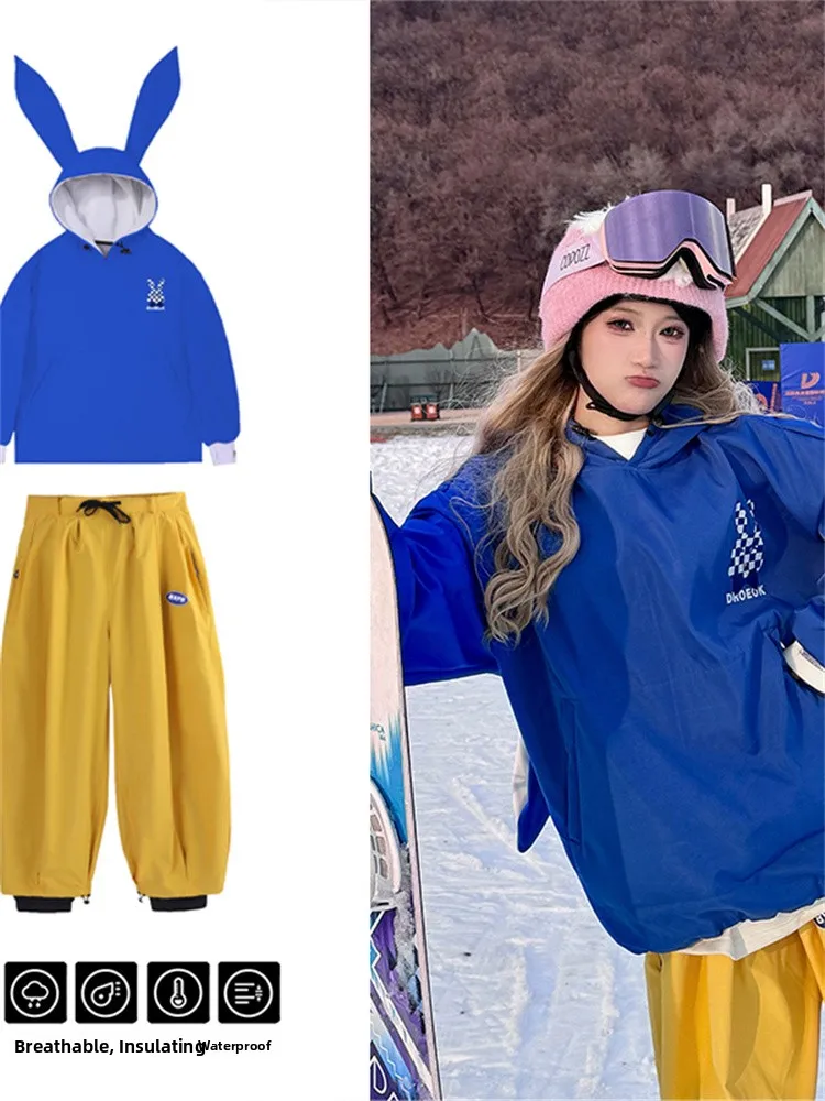 

Водонепроницаемый сноубордический костюм для мужчин и женщин, зимний комплект для пар, ветрозащитный теплый флисовый худи и брюки для сноуборда, спортивный комплект для подростков