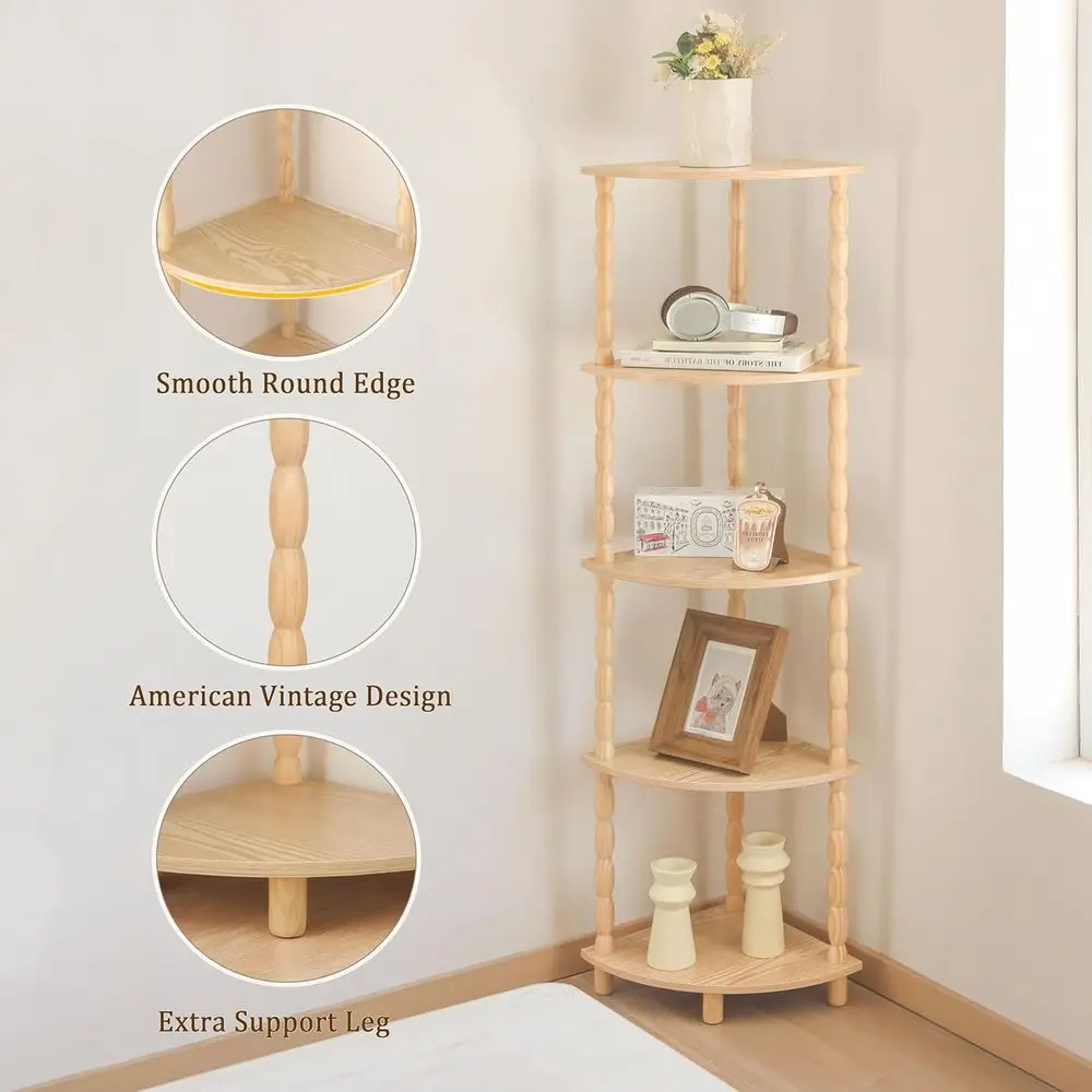 وحدة رفوف زاوية مكونة من 5 طبقات للمساحات المدمجة، حل تخزين حديث لديكور المنزل