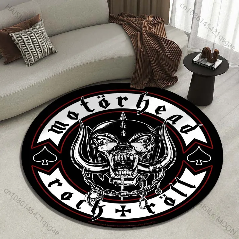 Bold skull-themed metal logo design Printed round carpet living room sofa table carpet large pet mat soft round carpet