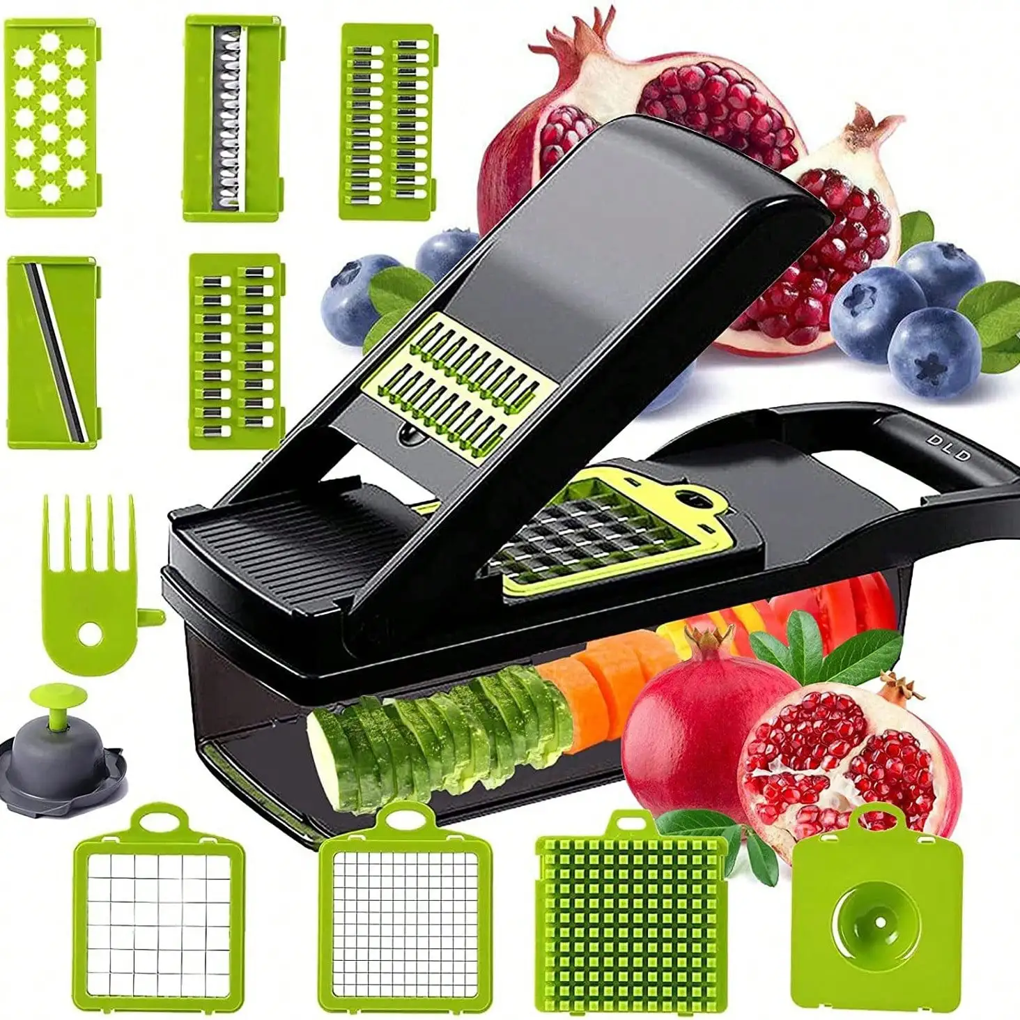 

8-Blade 16-In-1 Food Chopper: Veg/Onion/Potato Cutter with Storage Container