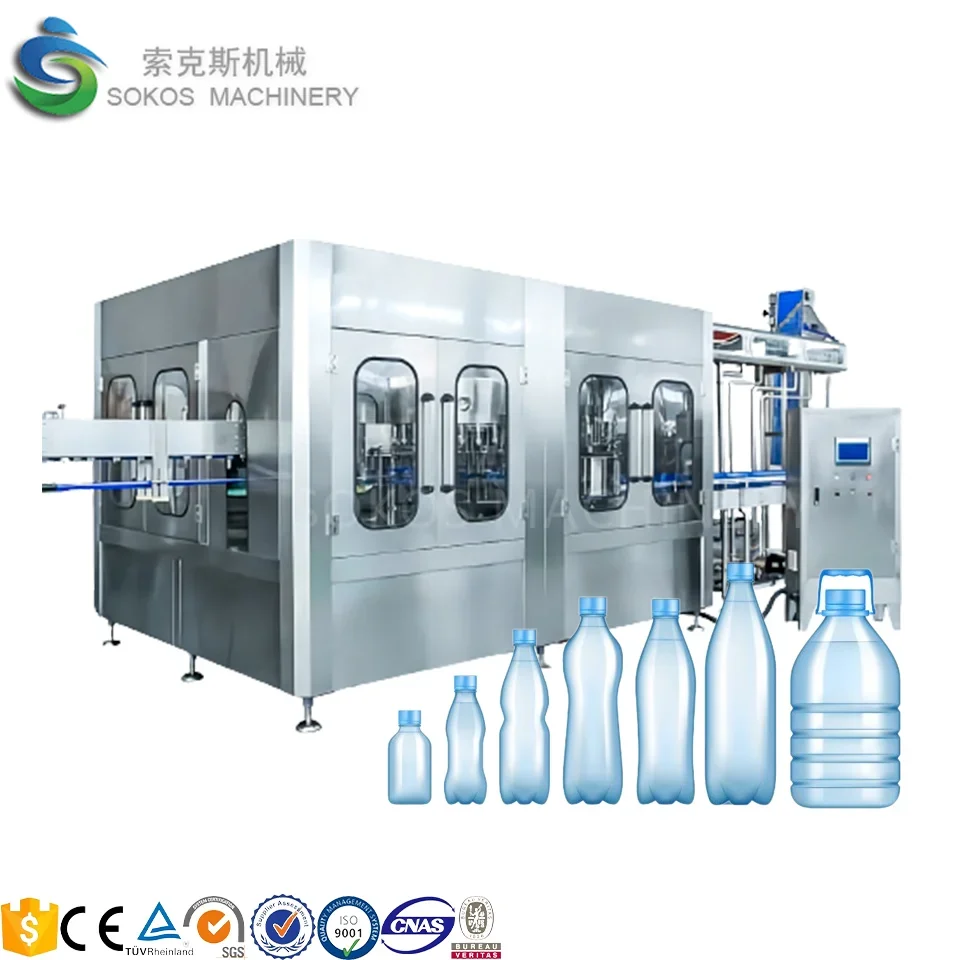 Purificador de agua para bebidas de primavera líquida 3 en 1, embalaje de llenado de botellas, máquina envasadora de embotellado automático 8-8-3