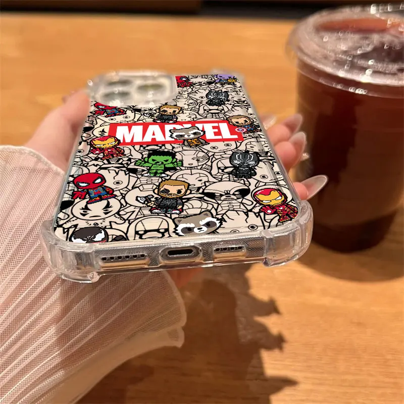 كارتون سبايدرمان غروت مارفلز وسادة هوائية مضادة للسقوط حافظة هاتف شفافة لهاتف اوبو رينو 14 رينو 13 رينو 12 11 10 8 7 Z F T Pro Plus 4G 5G #3