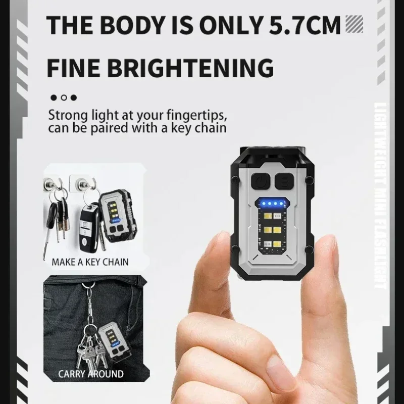 مصباح جيب مغناطيسي متعدد الاستخدامات - ضوء COB LED مدمج للغاية مع أوضاع قابلة للتعديل وخطاف سلسلة المفاتيح