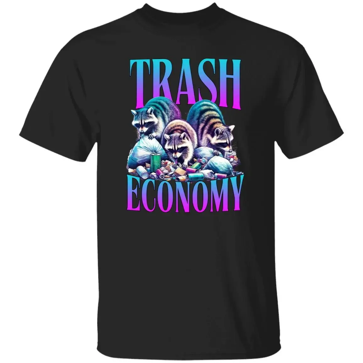تي شيرت Trash Economy تي شيرت مضحك Racoon هدية تخرج اقتصادية عصرية للجنسين تي شيرت B