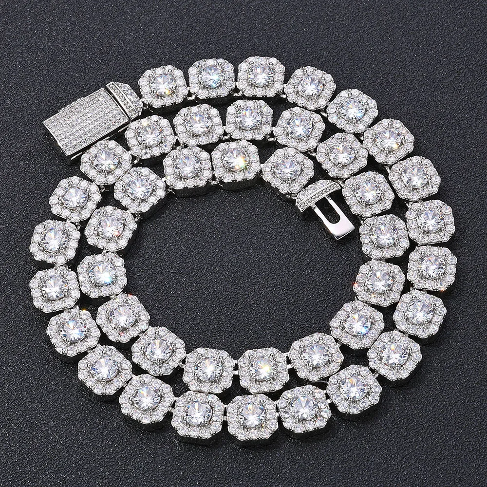 

Cubic Zirconia Necklace Hip Hop Accessories Square Rock Sugar Zircon Trend Men's Wholesale Fashion Accessories