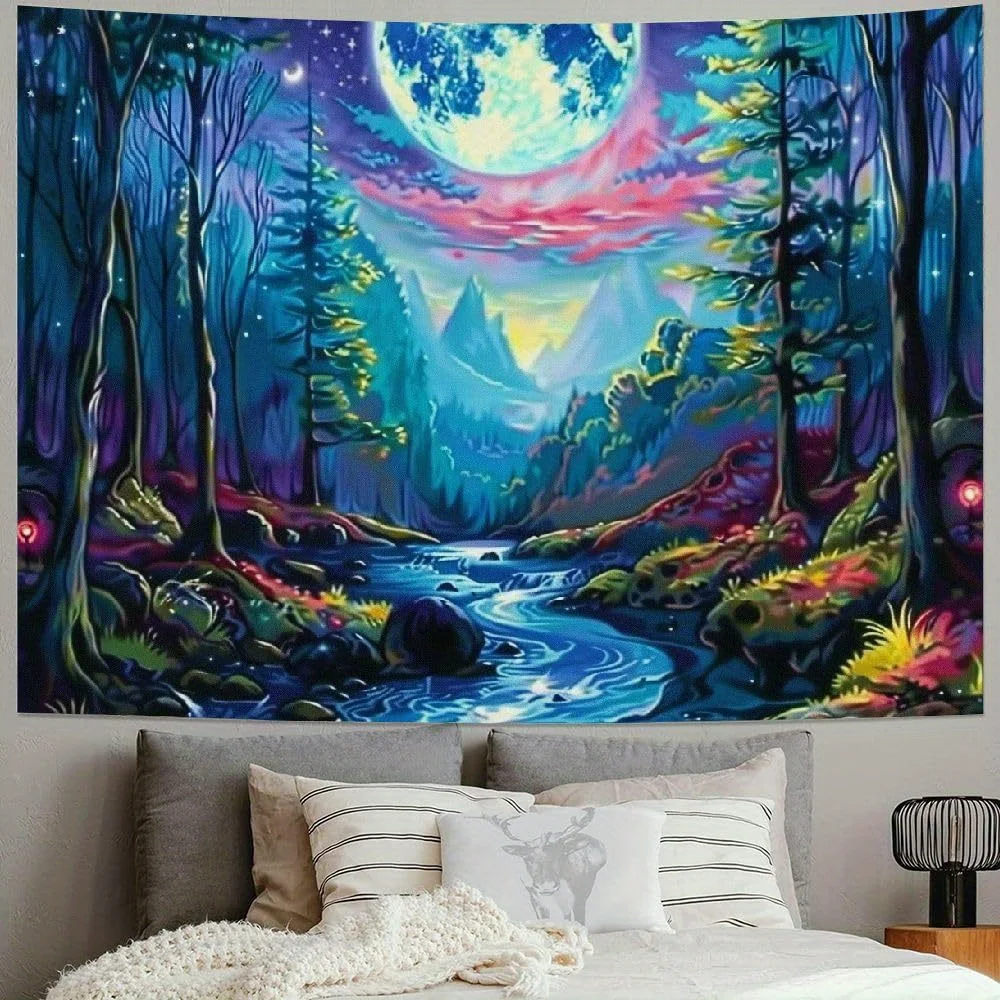 Enchanted Forest Tapestry: Magical, Vibrant, and Stunningly Beautiful Wall Art for a Dreamy Decor Statement