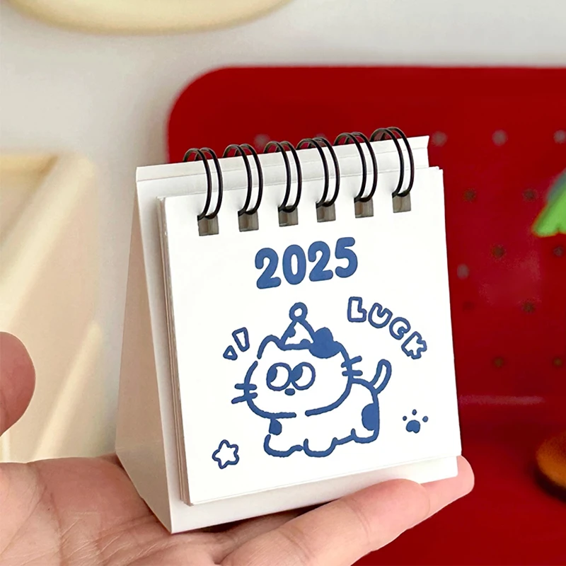 6Style 1Pcs/pack2025 Mini Cute Desktop Calendar for Desktop Office Learning Schedule Notetaking Ornament