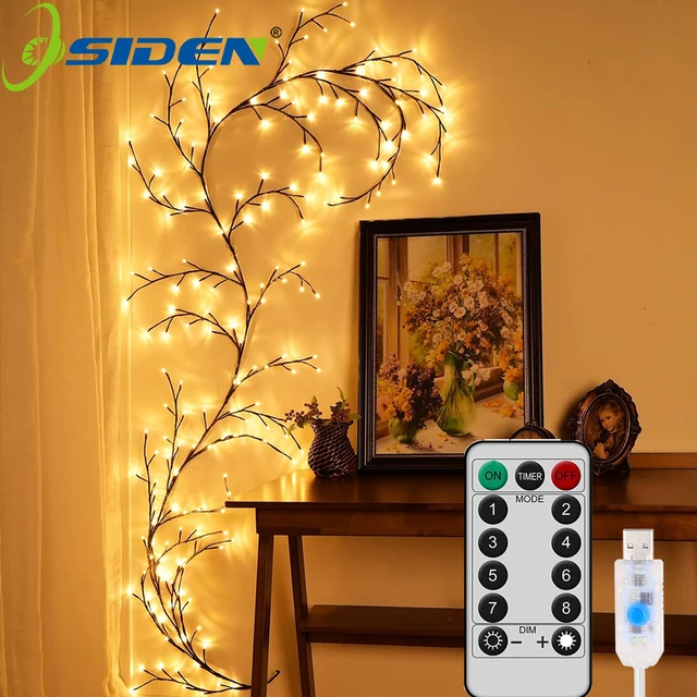1 SZTUK 72LED/96LED Lampa na gałęzi drzewa Zasilana przez USB DIY Świąteczne światło winorośli do dekoracji wnętrz Zasilane energią słoneczną światła winorośli wierzby