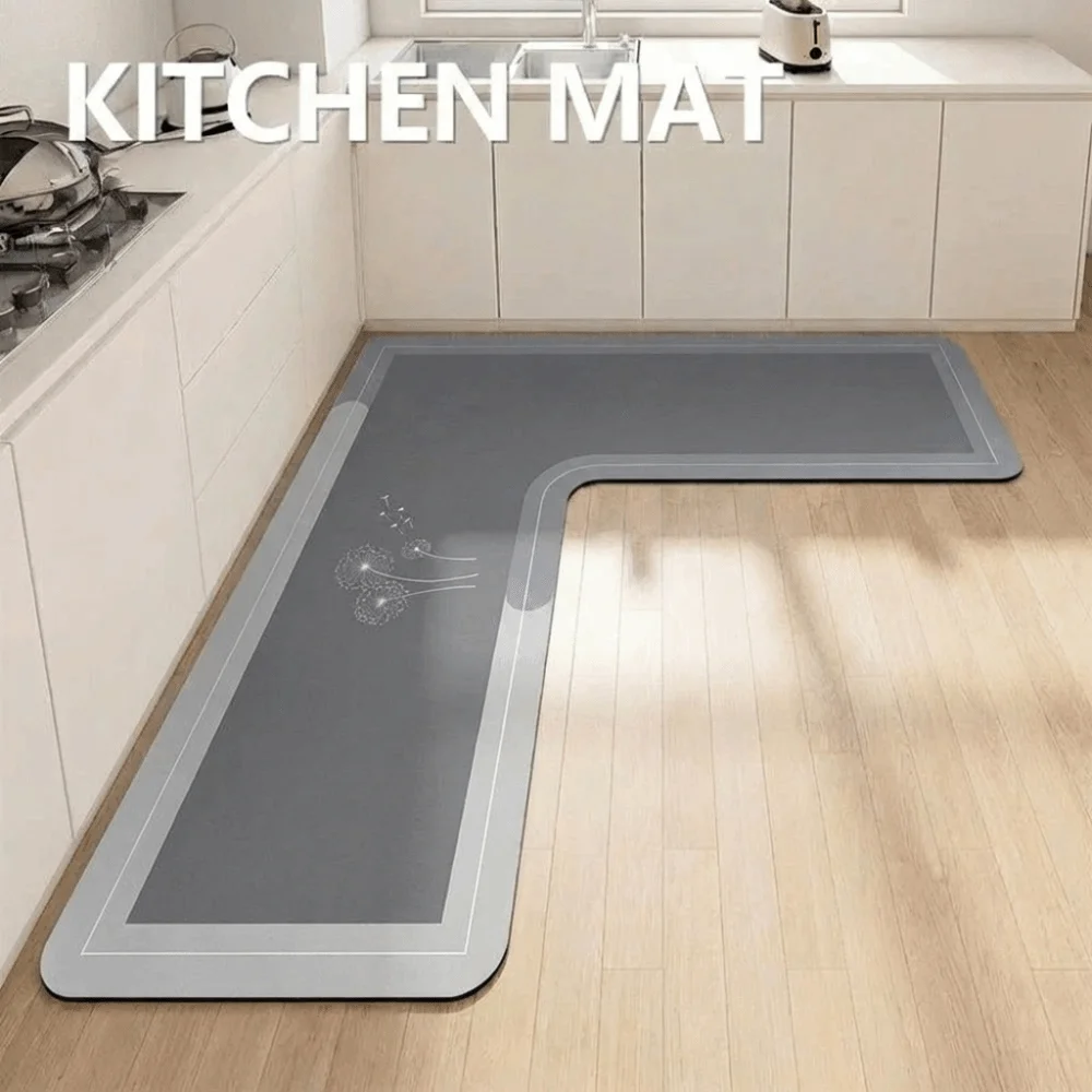 Luxury L-Shaped Kitchen Rug Anti-slip Washable Bathroom Mat Stain-resistant Oil-resistant Kitchen Corner Carpet For Home Corner