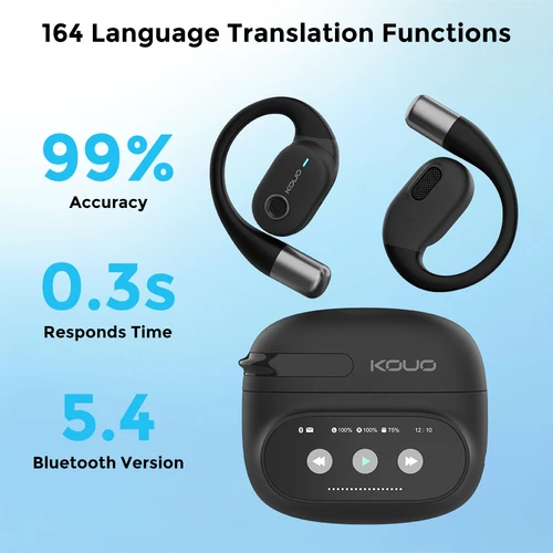 Imagen 2 del producto Auriculares de traducción KOUO 800Pro, auriculares de negocios inalámbricos con Bluetooth 5,4 para llamadas de cara a cara, 164 idiomas