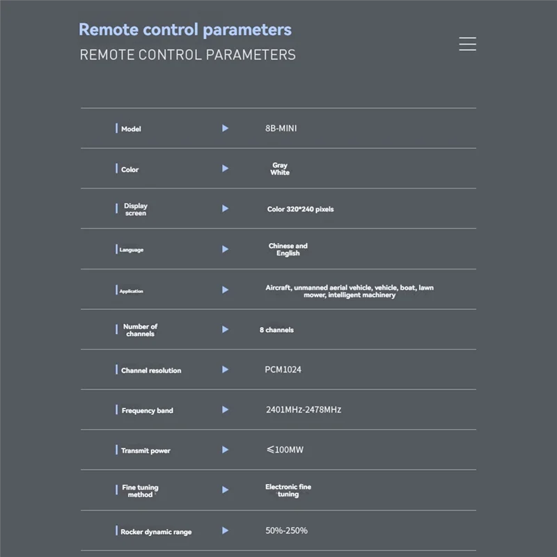 SANQ MC8B MINI 2.4G 8Ch RC เครื่องส่งสัญญาณ MC8RE-V2 ตัวรับสัญญาณวิทยุระบบสําหรับเครื่องบิน RC เครื่องบินเรือรถและอื่นๆขวามือ