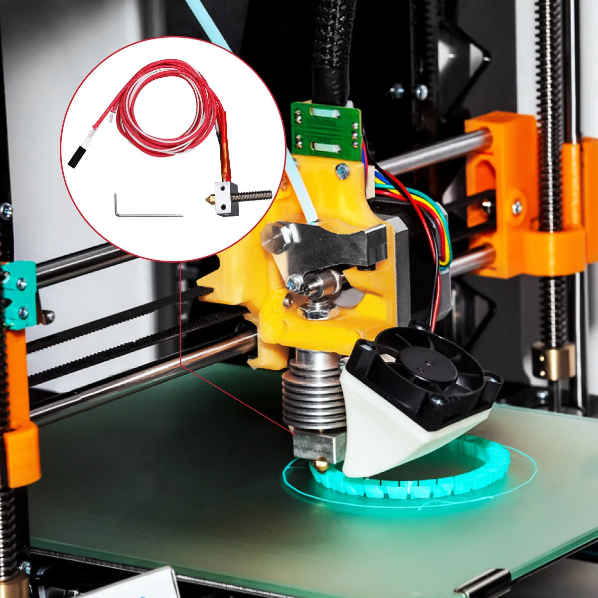 

Mk8 3D Printer Extruder Hot End Kit 1.75mm Direct Drive 12V Stepping Motor for Ender-3 Heatsink Cooling DIY Repair