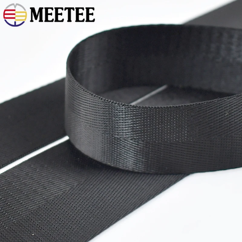 Meetee 4M 20/25/32/38/50mm Black Nylon Webbing Tape Herringbone Braid Ribbon Band DIYBag Strap Seat Belt Sewing Bias Accessories