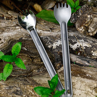 Tiartisan Ultralight Titanium Spoon Spork Set Long Handle Tableware Outdoor Camping Portable Matte polished Dinner Cutlery