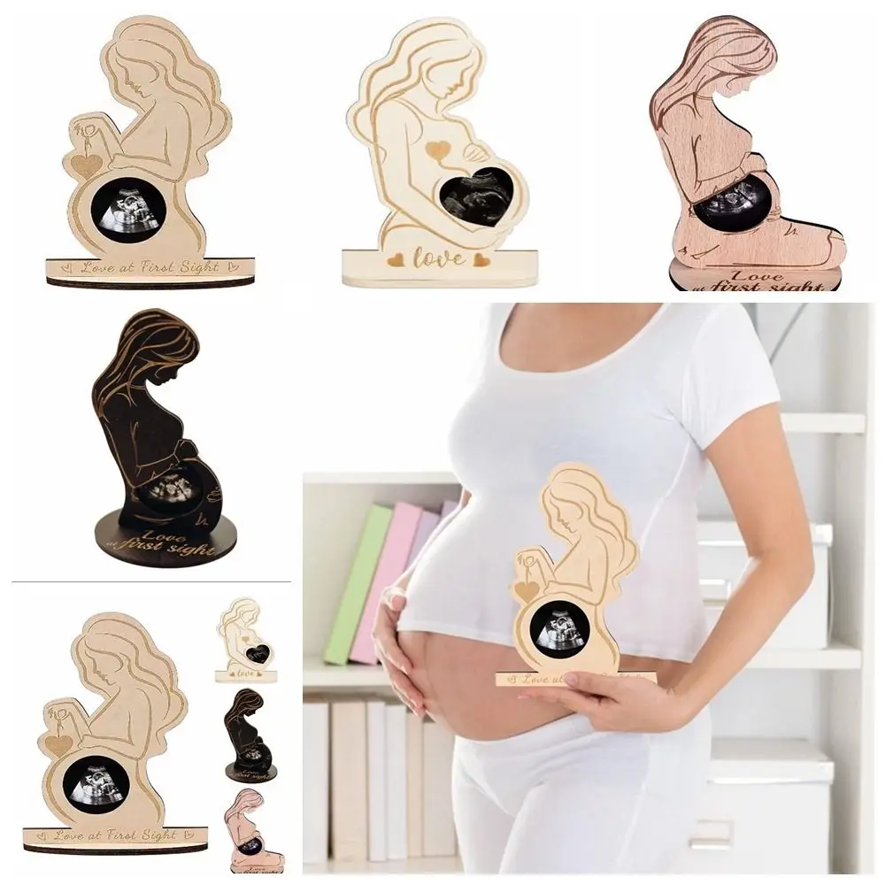 Stand Sign Ornament Handicraft Ultrasound Photo Frame Wooden DIY Baby Ultrasonic Stand Sign Handmade Baby Ultrasound Memory Gift