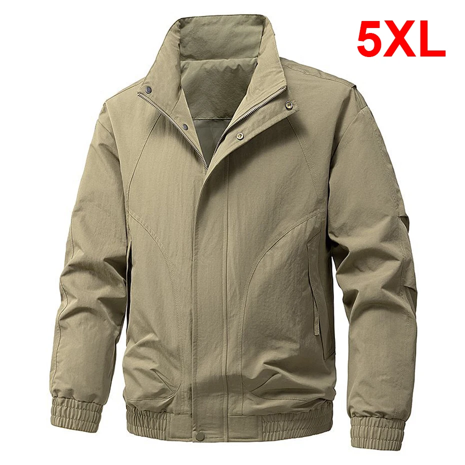 

Мужская куртка-карго больших размеров 5XL, весенне-осенняя, однотонная, модная повседневная верхняя одежда, большие размеры 5XL
