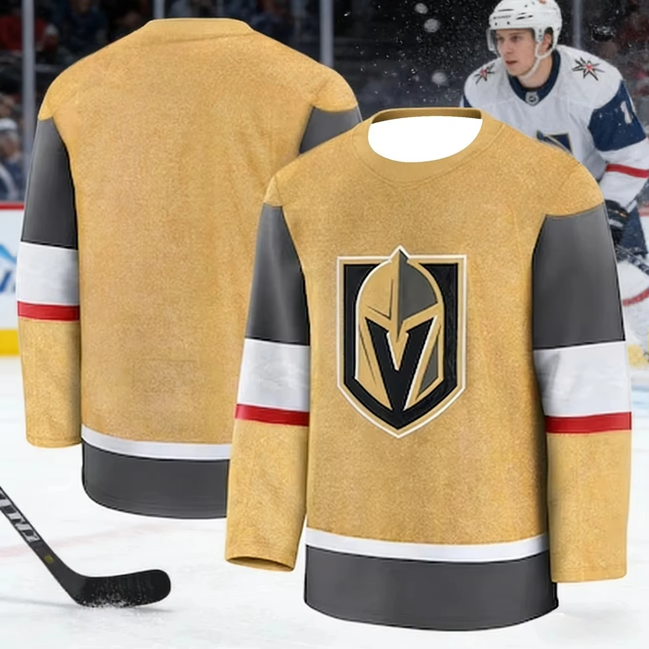 Men's Las Vegas Golden Knights Popularity Ice Hockey Training Jersey 3D Printable Breathable Quick-Drying Long-Sleeved Top Kids