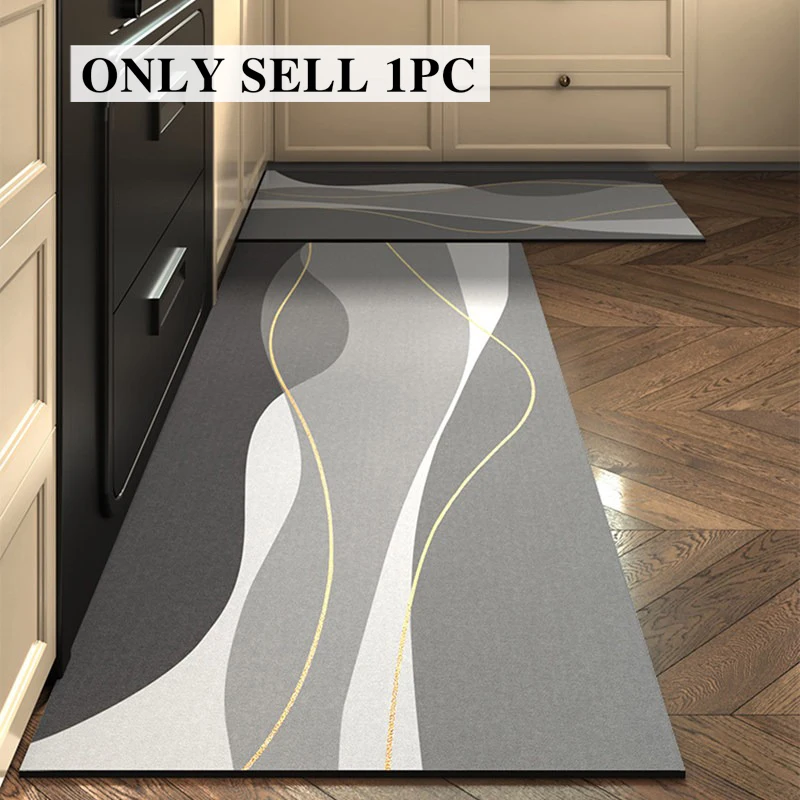 Kitchen Floor Mat Pvc Waterproof Leather Carpet Long Foot Mats Non-slip Oil-proof Modern Home Decoration Rug Alfombras De Cocina