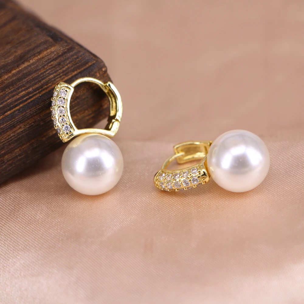 

5 Pairs, Imitation Pearl Earrings White Round Pearl CZ Pave Earrings Pearl Jewelry For Women Wedding Gift Jewelry