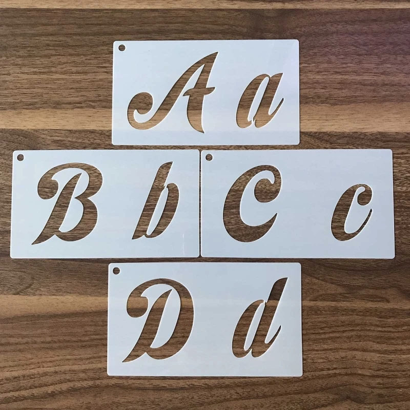 Brief Anzahl Schablonen 36 Pack Alphabet Brief Vorlagen für Malerei auf Holz Wand Reusable Plastic Kunst Handwerk Schablonen