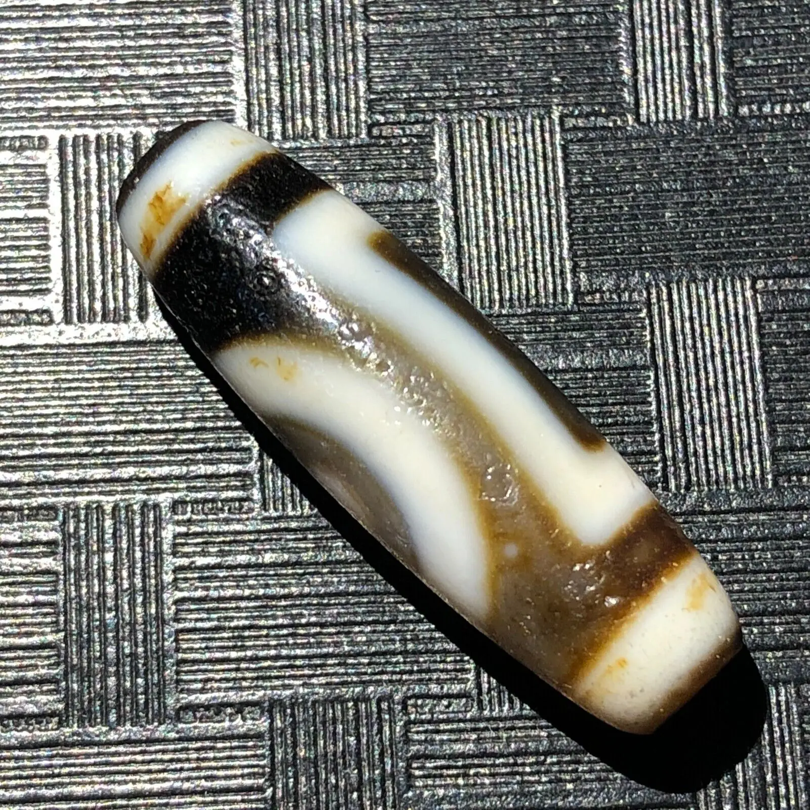 Magic Tibetan Old Agate Heaven&Eart 1Eye weathering Totem dZi Bead 12*38mmC1941