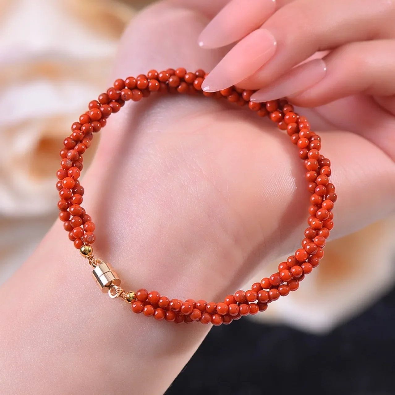 Natural South Red Agate Bead String Twist Fashion Design Duobao Luck Handstring Women's Ins Gifts Jewelry 3MM Handmade Bracelets