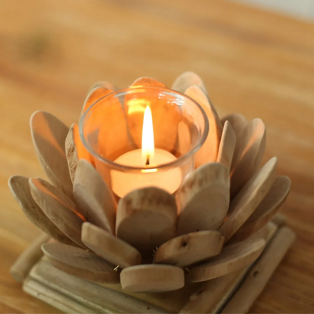 

Natural Wooden Lotus Holder Creative Design Home Wedding Table Decoration Eco Friendly Holder Lotus