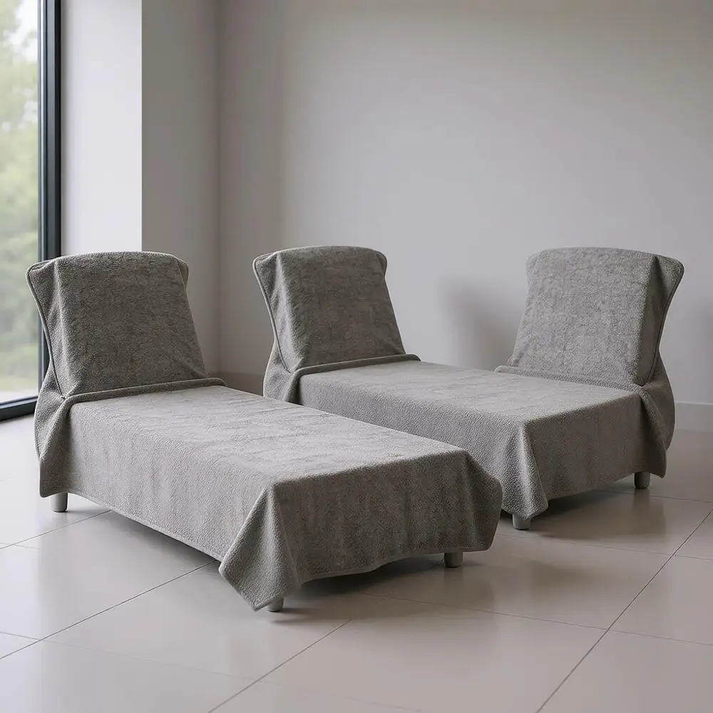 

2 Piece Soft & Absorbent Chaise Lounge Towels, 32x86 Pool Chair Towels, Light Gray