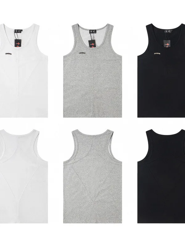 Silver Embellished Moon And Star Sleeveless Vest Loose Fit Unisex 2026 Spring Standard Knitted Cotton Moisture Wicking round ...