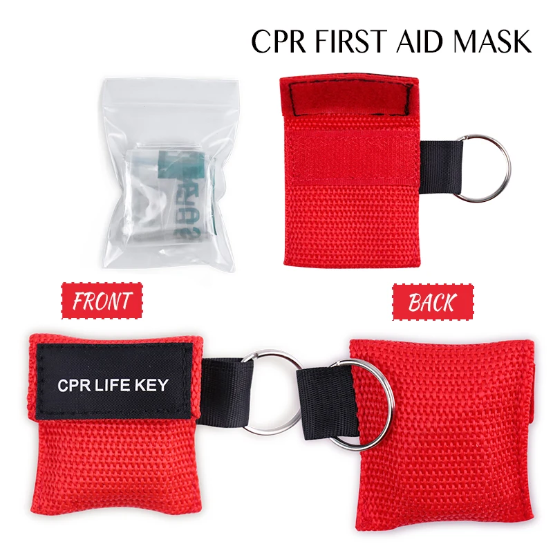 20/50Pcs Disposable One-way CPR Resuscitator Mask First Aid Emergency Breathing Face Shield Keychain Outdoor Emergency Survival