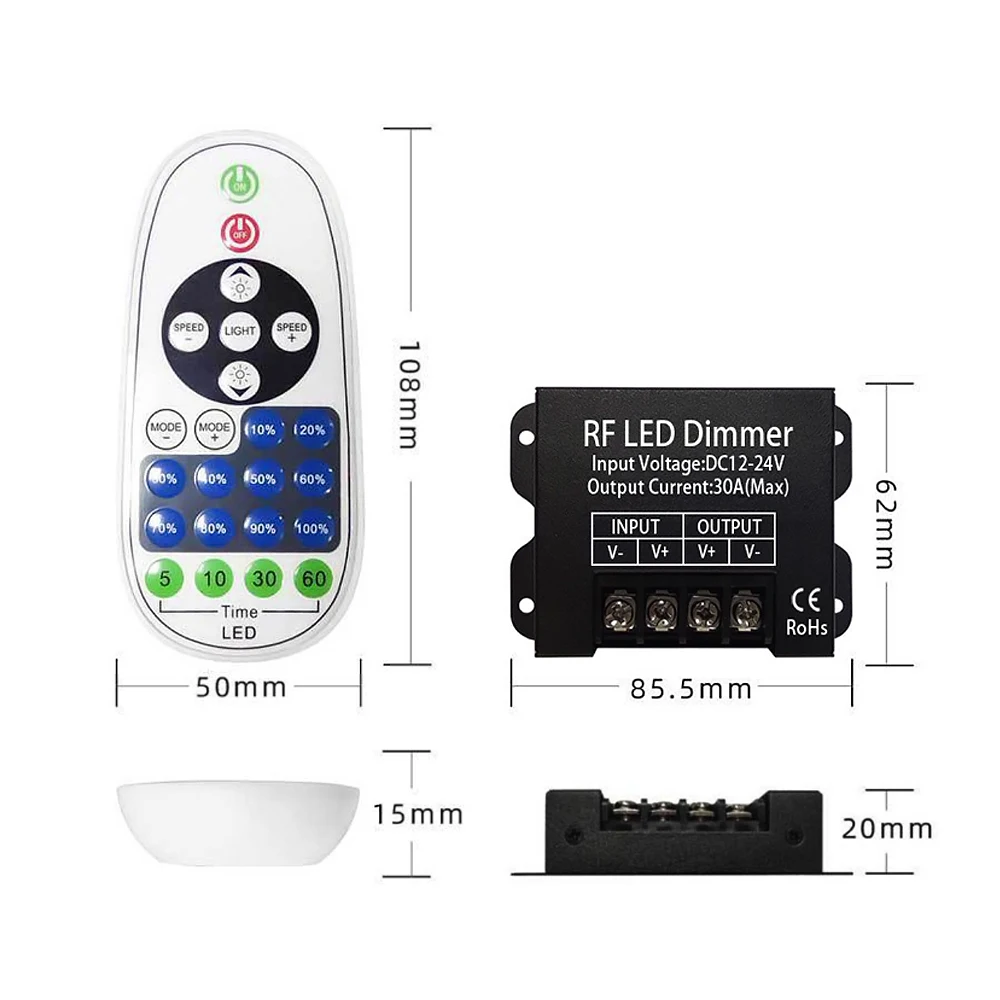 23 مفتاح لاسلكي عالي الطاقة باهتة جهاز التحكم في تردد الراديو يعمل بموجات الراديو أحادي اللون DC12-24V غلاف حديد للتحكم في الإضاءة #3