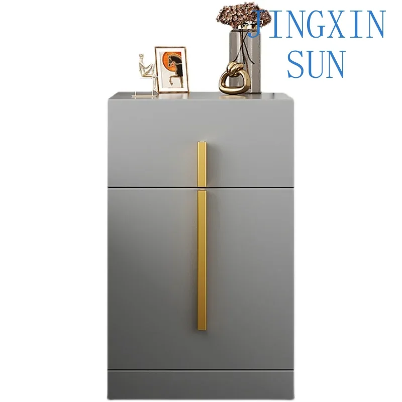Bedside cabinet is light and luxurious, simple and modern, multifunctional, ultra narrow rock board,  mini storage cabinet
