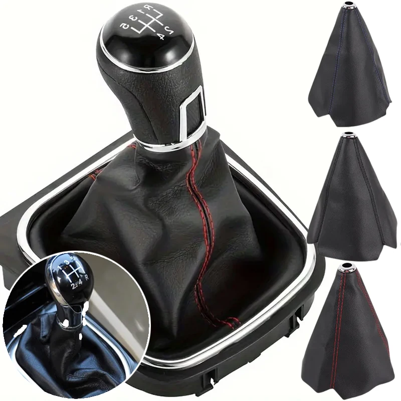 PU Couro Gear Shift Collar Capa, Manual Stick Shifter Knob, Universal Car, Fibra de carbono, Tampa, Acessórios Gaiter, 16mm