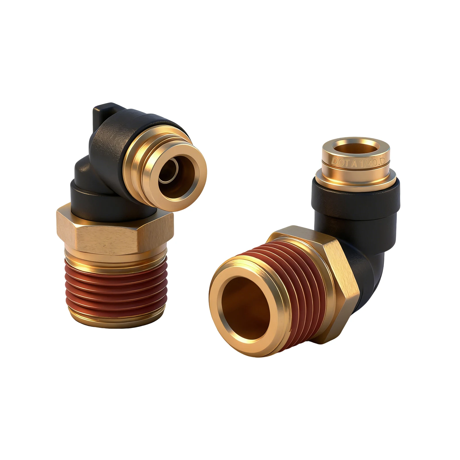 

DOT Air Hose Fittings 90 Degree , 1/4" Tube OD x 3/8" NPT Thread Quick Connect Hose Fittings PTC/PTCR & Brass for Truck Trailers