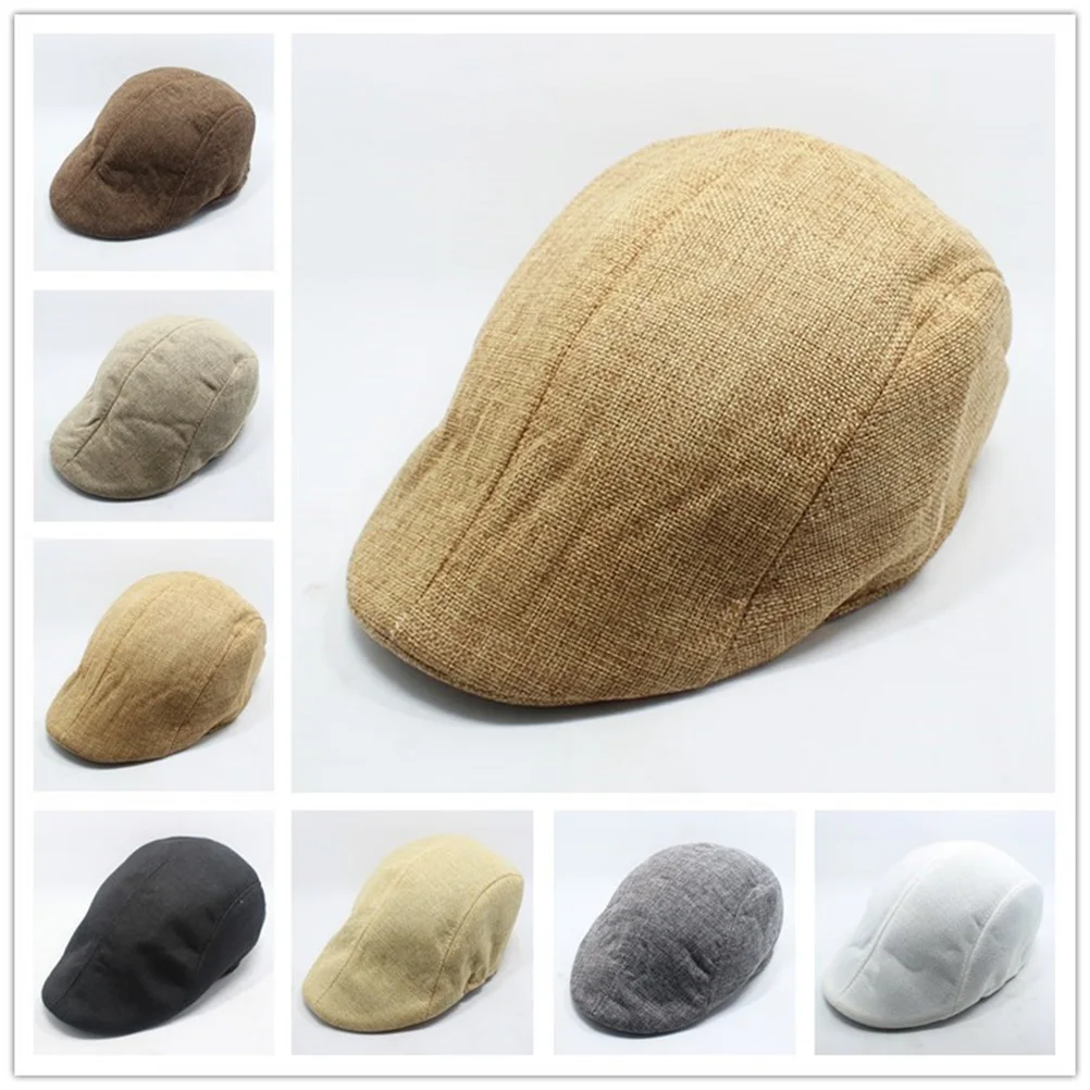 1PCS Mens Golf Cap Vintage Herringbone Flat Cap Peaked Riding Hat Beret Country Golf Hats