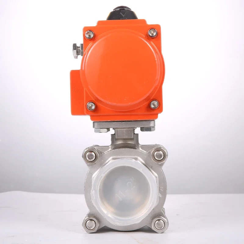 Q611F-16P Pneumatic 304 stainless steel thread cut-off valve, pneumatic three-piece threaded ball valve DN15--100