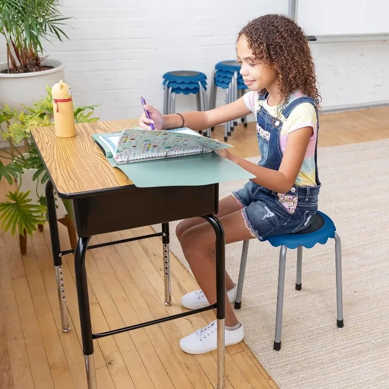 Daisy Stackable Stool Set, Flexible Seating, Blue, 8-Piece