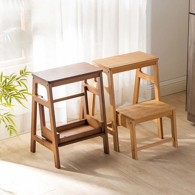 

Solid wood double-layer step stool Foot stool Simple modern bench Folding high stool Household non-slip children's hand stool